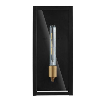 Berlin Iron/Glass Modern Industrial LED Outdoor Lantern - JONATHAN Y